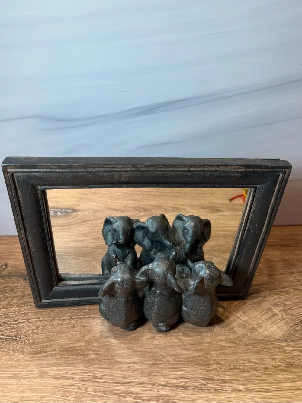 Pier 1 Reflecting Elephants Tabletop Mirror Three Elephants 6x8 Decor